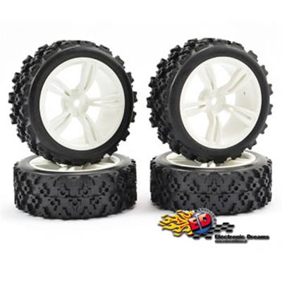 FASTRAX Gomme Strada/Rally 1/10 montate su cerchio Bianco 5 Raggi doppi (4) - FAST0074W