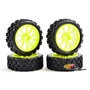 FASTRAX Gomme Strada/Rally 1/10 montate su cerchio Giallo Fluorescente 10 raggi (4) - FAST0073Y