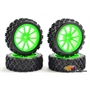 FASTRAX Gomme Strada/Rally 1/10 montate su cerchio Verde Fluorescente 10 raggi (4) - FAST0073G