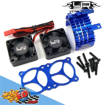 Yeah Racing dissipatore in alluminio BLU 2 ventole Tornado High Speed per motori 540/550 - YA-0643BU