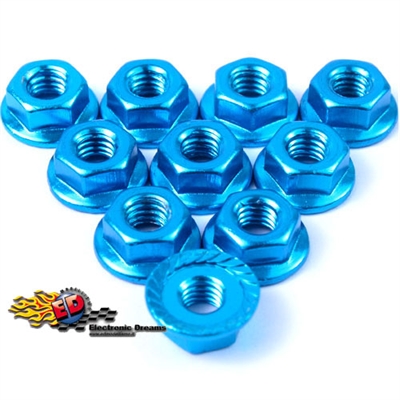 Yeah Racing dadi ruota flangiati con bloccaggio tipo grover in alluminio 4mm AZZURRI (10) - LN-M4S-LB