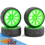 FASTRAX Gomme Strada 1/10 montate su cerchio Verde Fluo 20 raggi (4) - FAST0076G