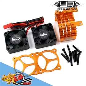 Yeah Racing dissipatore in alluminio ORANGE 2 ventole Tornado High Speed per motori 540/550 Yeah Racing dissipatore in alluminio ORANGE 2 ventole Tornado High Speed per motori 540/550 - YA-0643OR