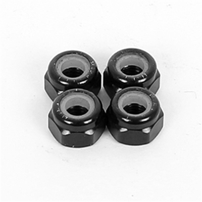 3mm Nylon Nut-Black Alu (4) - R115001