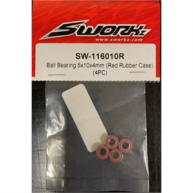 SWORKz Ball Bearing 5x10x4 RED Rubber (4) sw116010R