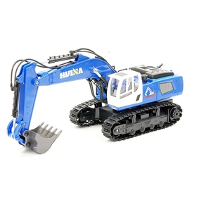 HUINA TOYS Escavatore Telecomandato Blu con benna in metallo 11CH RTR con suoni 1/18 CY1558B