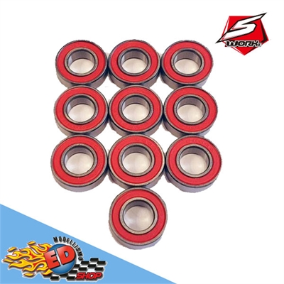 S-Workz cuscinetti con schermo in gomma ROSSO 8x16x5mm (10) - SW116006R