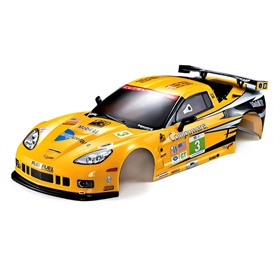KillerBody Carrozzeria Corvette GT2 Gialla con decals e accessori 190mm KB48012