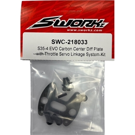 SWORKz S35-4 EVO Carbon Center Diff Plate with Throttle Servo Linkage System Kit SWC218033