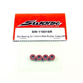 SWORKz ball bearing 5x11x4mm red rubber case (4) SW116016R