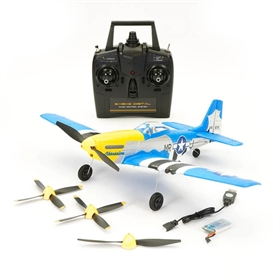VOLANTEX P-51D Mustang V2 BLUE 400mm 4CH Brushed Aereo RTF EPP con Gyro v761-5v2b