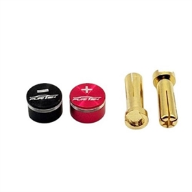 FURITEK Connettori Plug 5mm con cappuccio in alluminio Rosso-Nero per estrazione facilitata (2) FUR2679
