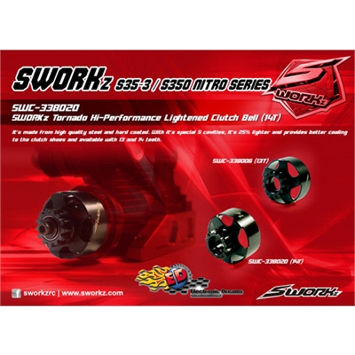 S-Workz Tornado campana frizione alleggerita ventilata 14T in acciaio - SWC338020