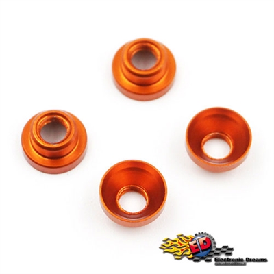 Yeah Racing Rondelle svasate speciali per montaggio Servocomando M3 in alluminio ORANGE (4) - YA-0577OR