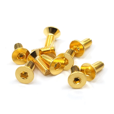 Yeah Racing viti in Acciaio grado 12.9 placcate oro 24k testa svasata 3x10mm (10) - SHF-310GD