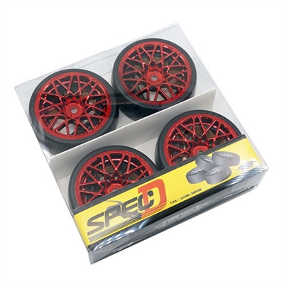 Yeah Racing Spec D LS gomme da DRIFT offset +3 con cerchio a stella cromato rosso - WL-0101