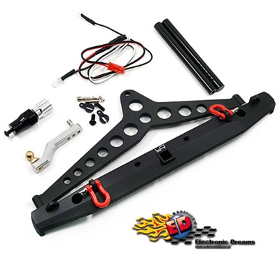 Yeah Racing Paraurti Posteriore in Alluminio con LED supporto ruota e gancio traino per AXIAL SCX10- - YA-0549