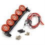 Yeah Racing kit barra + 5 fari a led tutto in metallo ROSSO-NERO per tetto Scaler completa di led e  - YA-0370RD