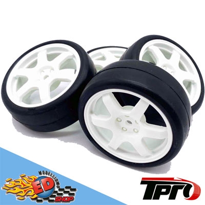 TPRO 1/10 TC Racing Premounted Tire Long Life 40sh (4) - TP440140WH