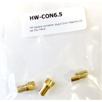 Hobbywing banana connector plug 6.5mm Maschio (3) per ESC MAX8 - HW-CON6.5
